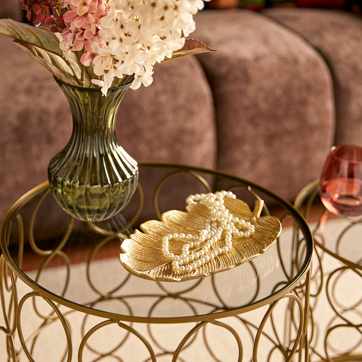 Despeja bolsos em forma de folha BELLI dourado 25cm