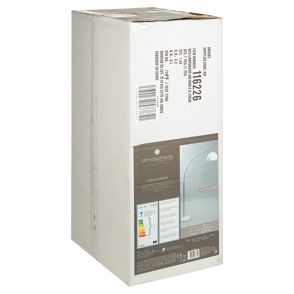 Candeeiro De Ch&atilde;o Com Abajur Bola Branco