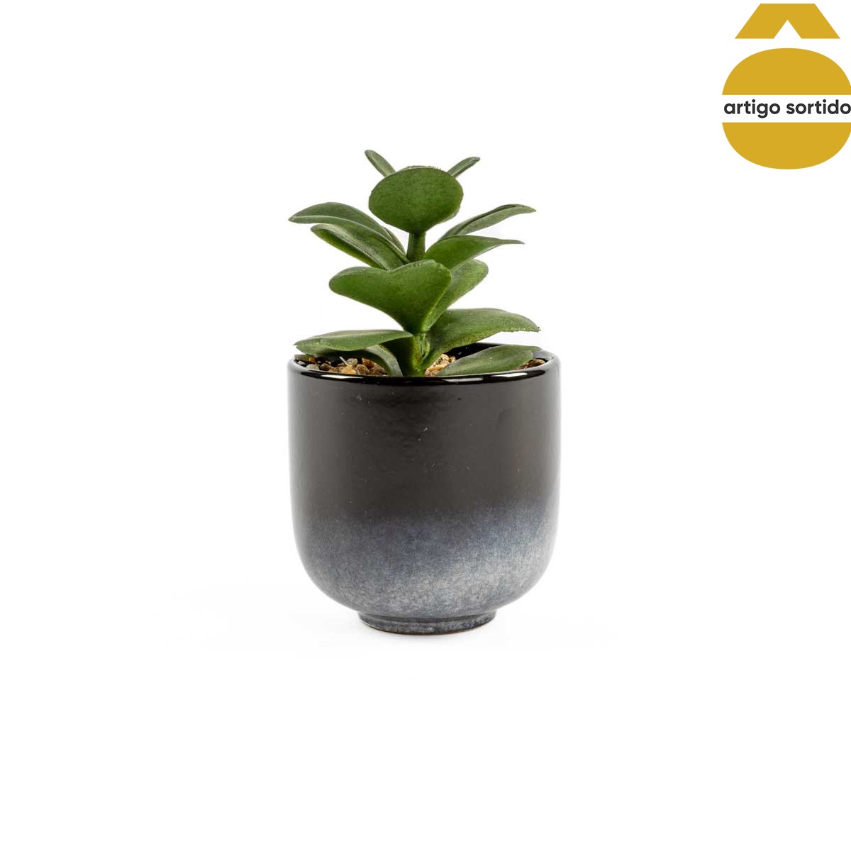 Vasinho de cer&acirc;mica com planta artificial