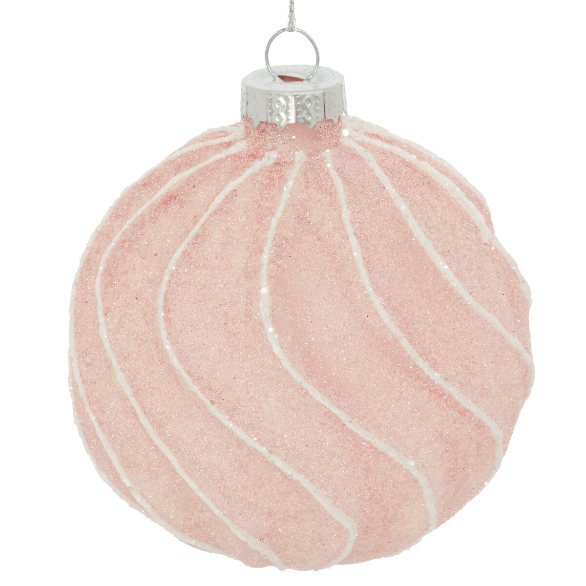 Bola de natal relevo rosa 8cm