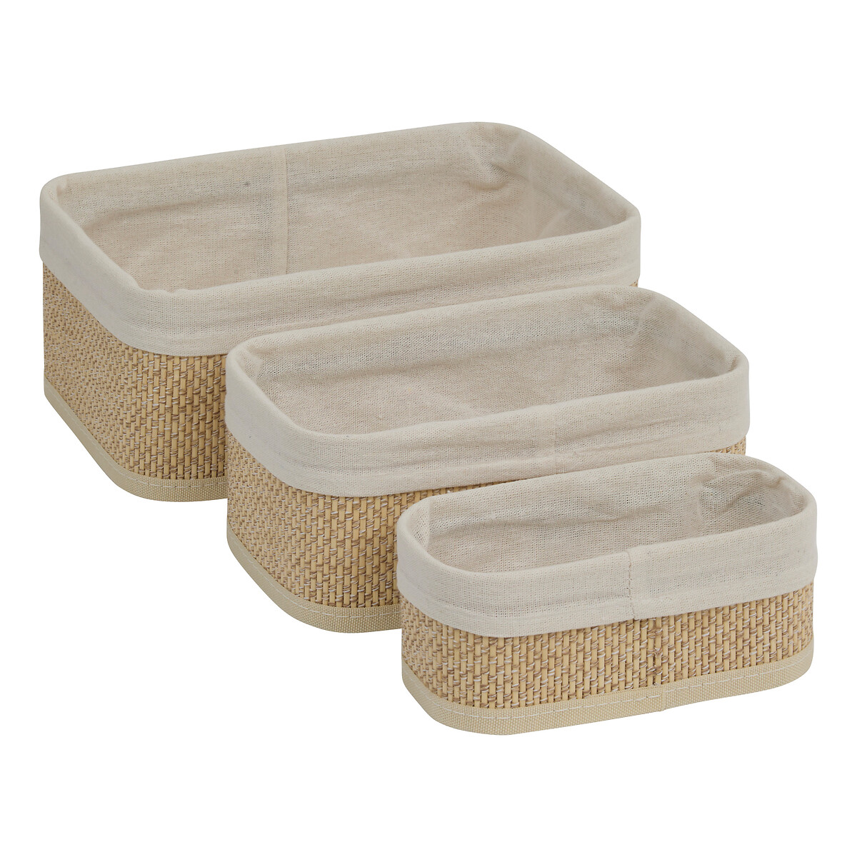 Conjunto de 3 cestos STEMPY de arruma&ccedil;&atilde;o wc bege