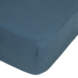 Lençol ajustável linho azul 160x200cm