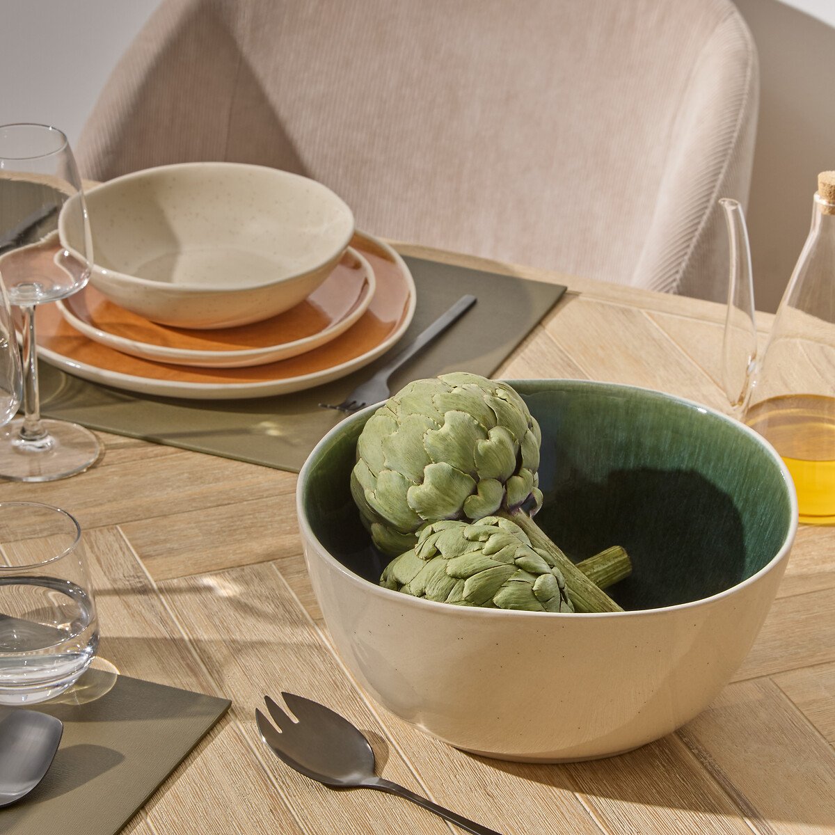 Saladeira WONJA verde em porcelana 26cm