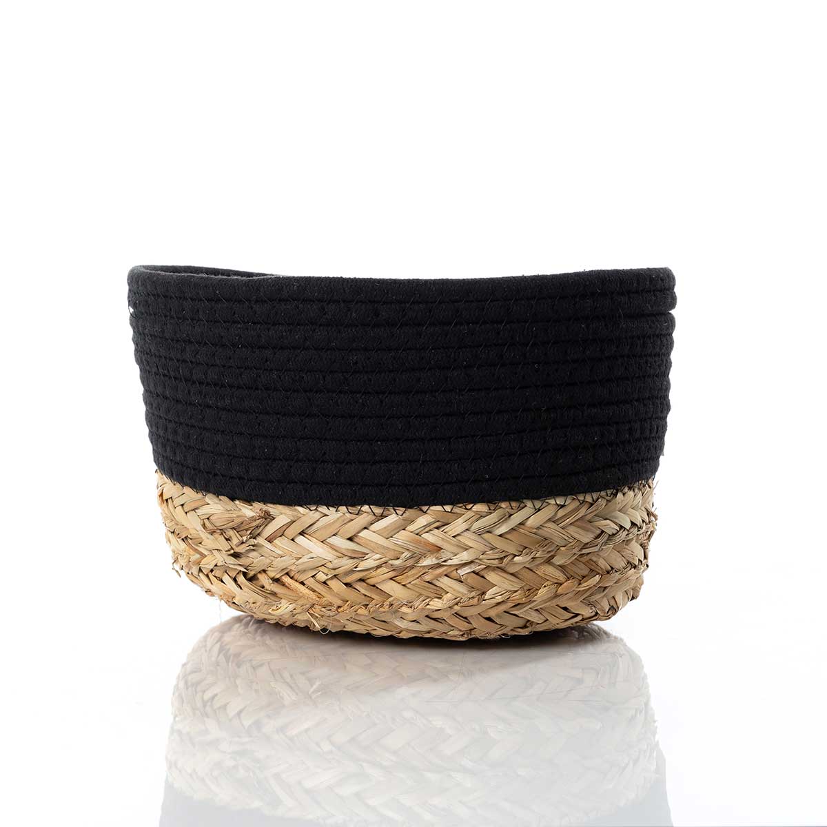 Cesto wc preto e natural 22x30cm