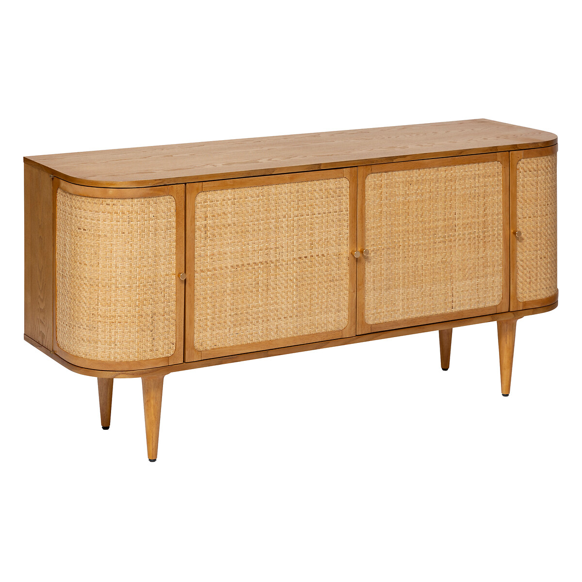 Aparador KISCO com 4 portas em mdf e rattan,  Aparador KISCO com 4 portas em mdf e rattan
