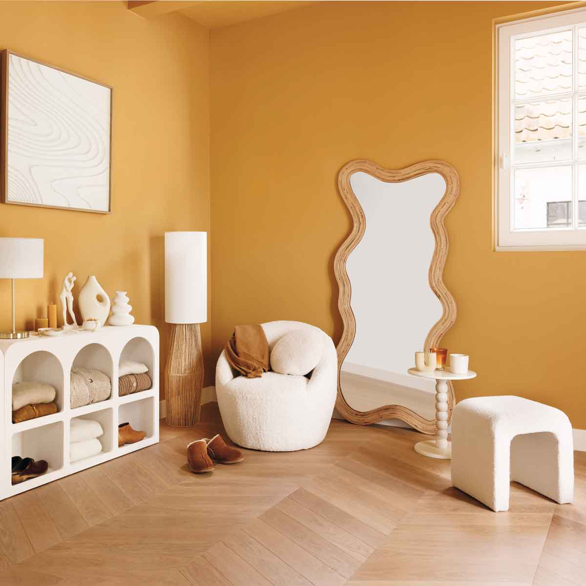 Espelho de parede MAGGIE bege em rattan 179,5cm