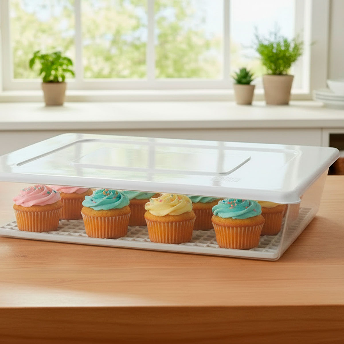 Caixa retangular branca com rede