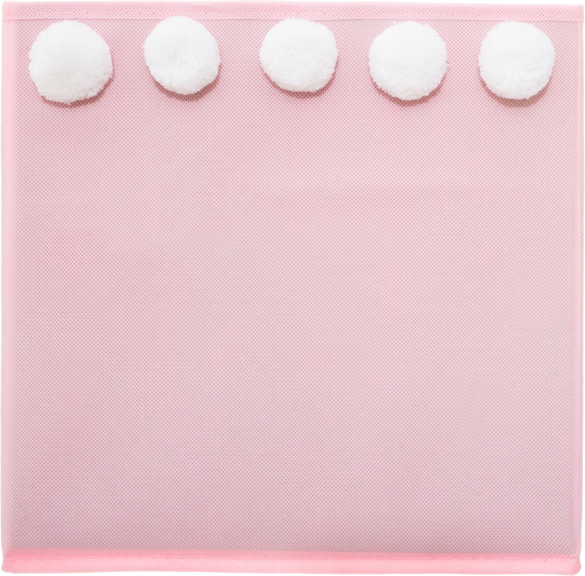 Cubo de arrumação rosa com pompons 29cm,  Cubo de arrumação rosa com pompons 29cm