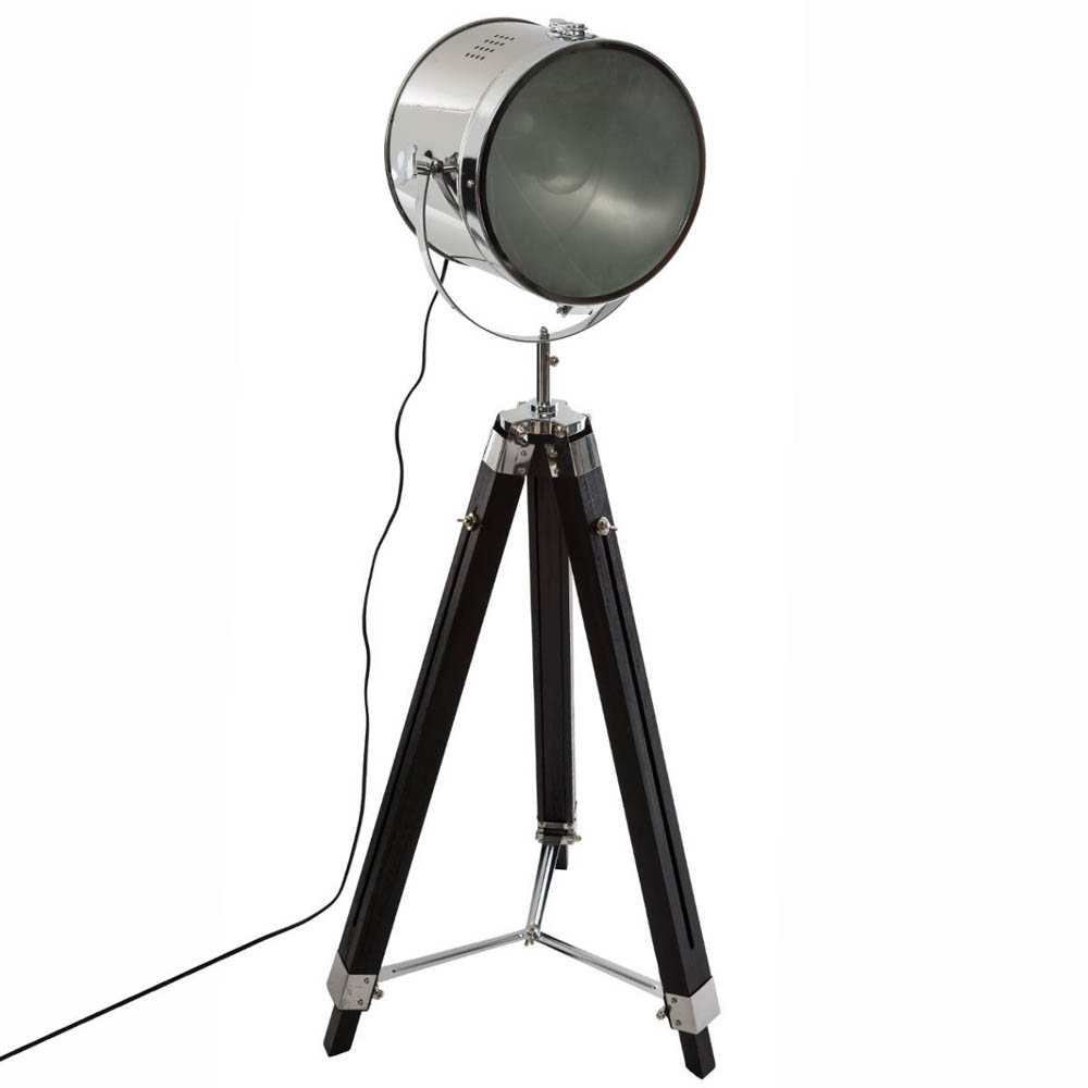 Candeeiro De Ch&atilde;o Com Trip&eacute; Em Madeira Ebor