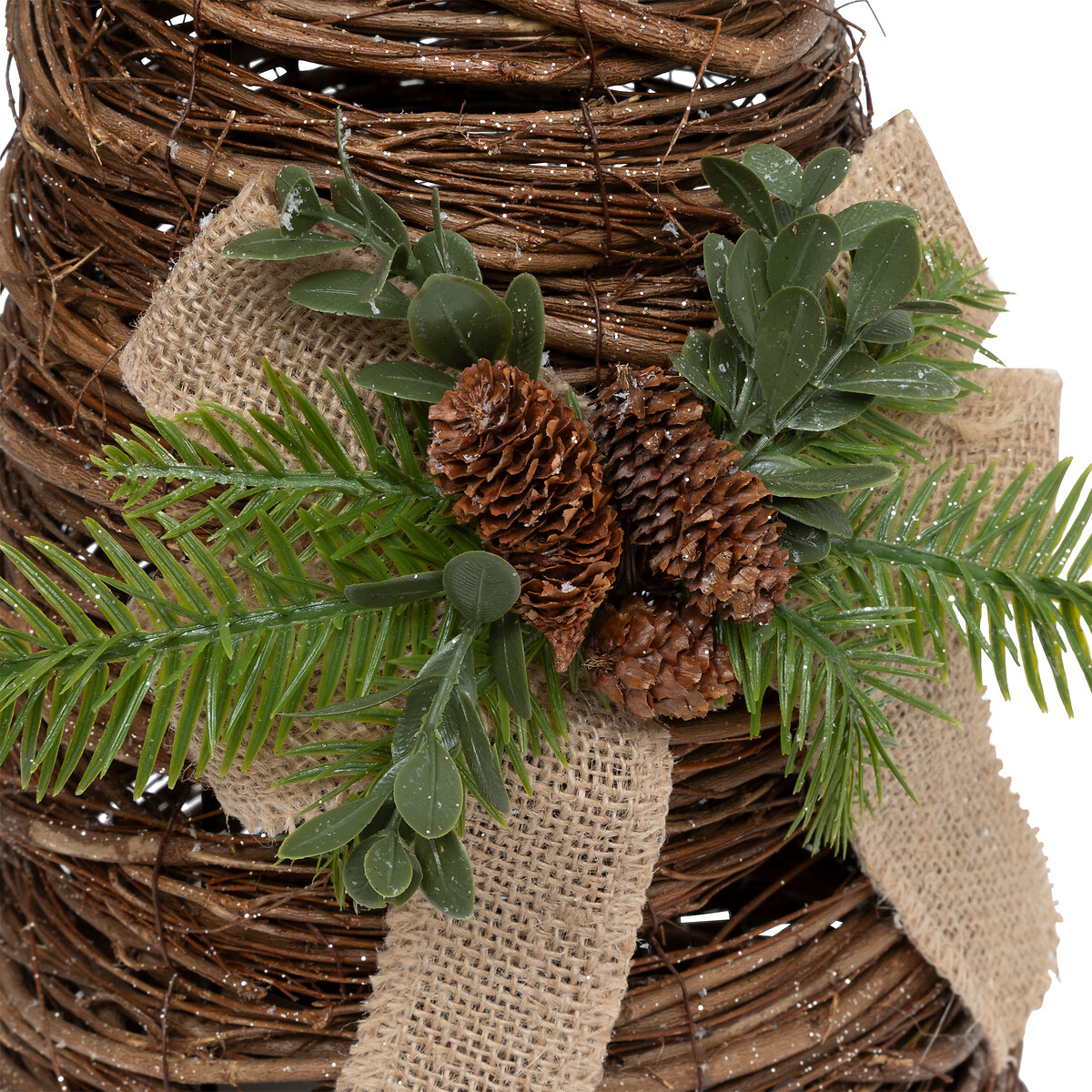 Cone decorativo ramos com laço em juta 61cm