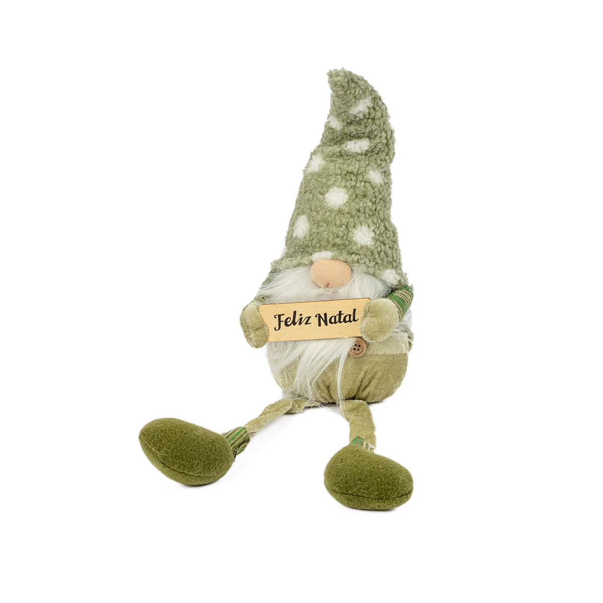 Gnomo sentado verde com bolinhas 74cm,  Gnomo sentado verde com bolinhas 74cm