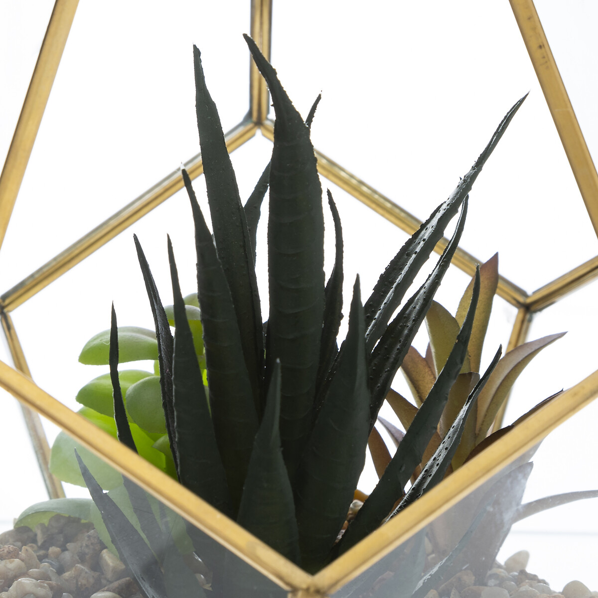 Vaso de vidro com planta 14cm