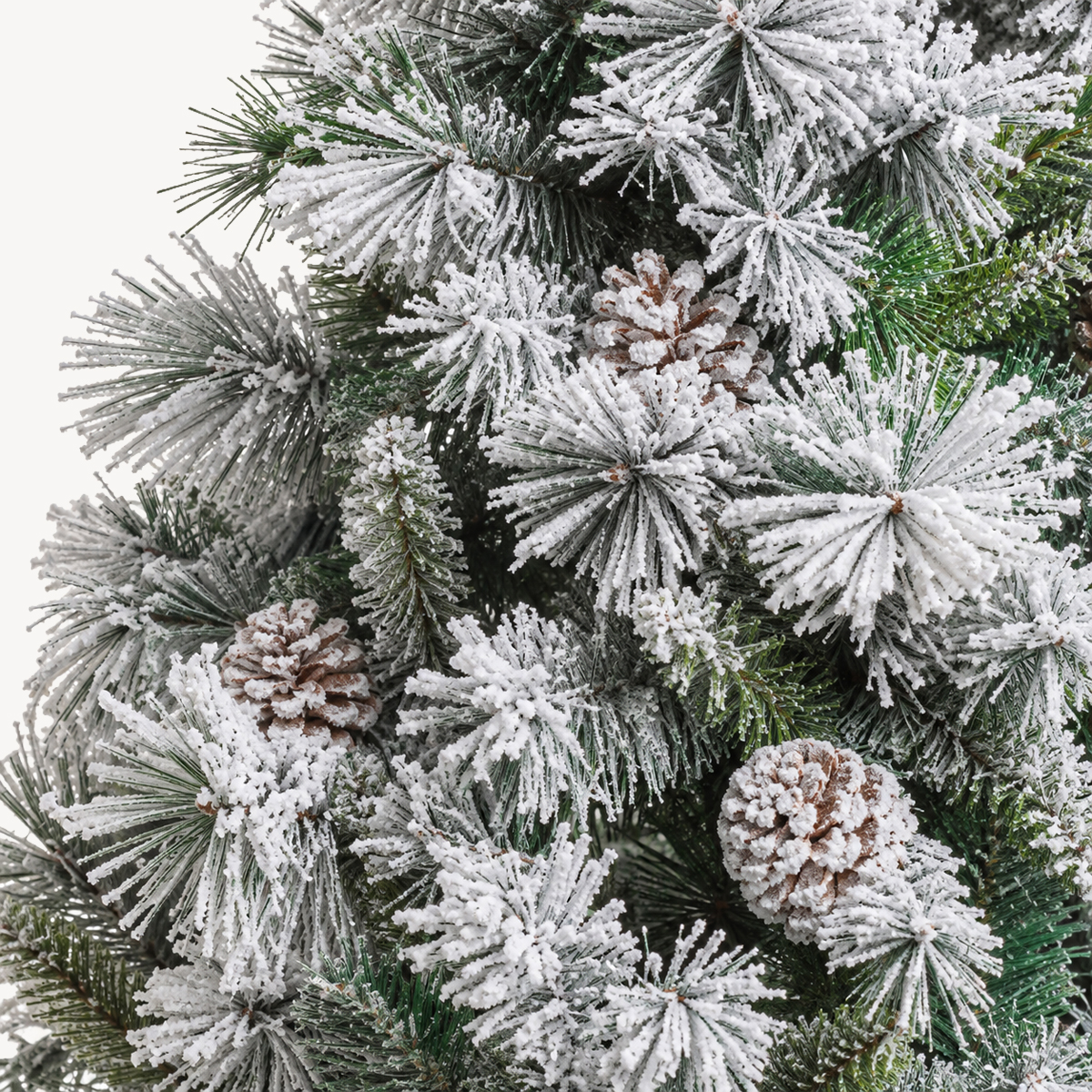 &Aacute;rvore de natal MINNESOTA efeito neve com pinhas 150cm