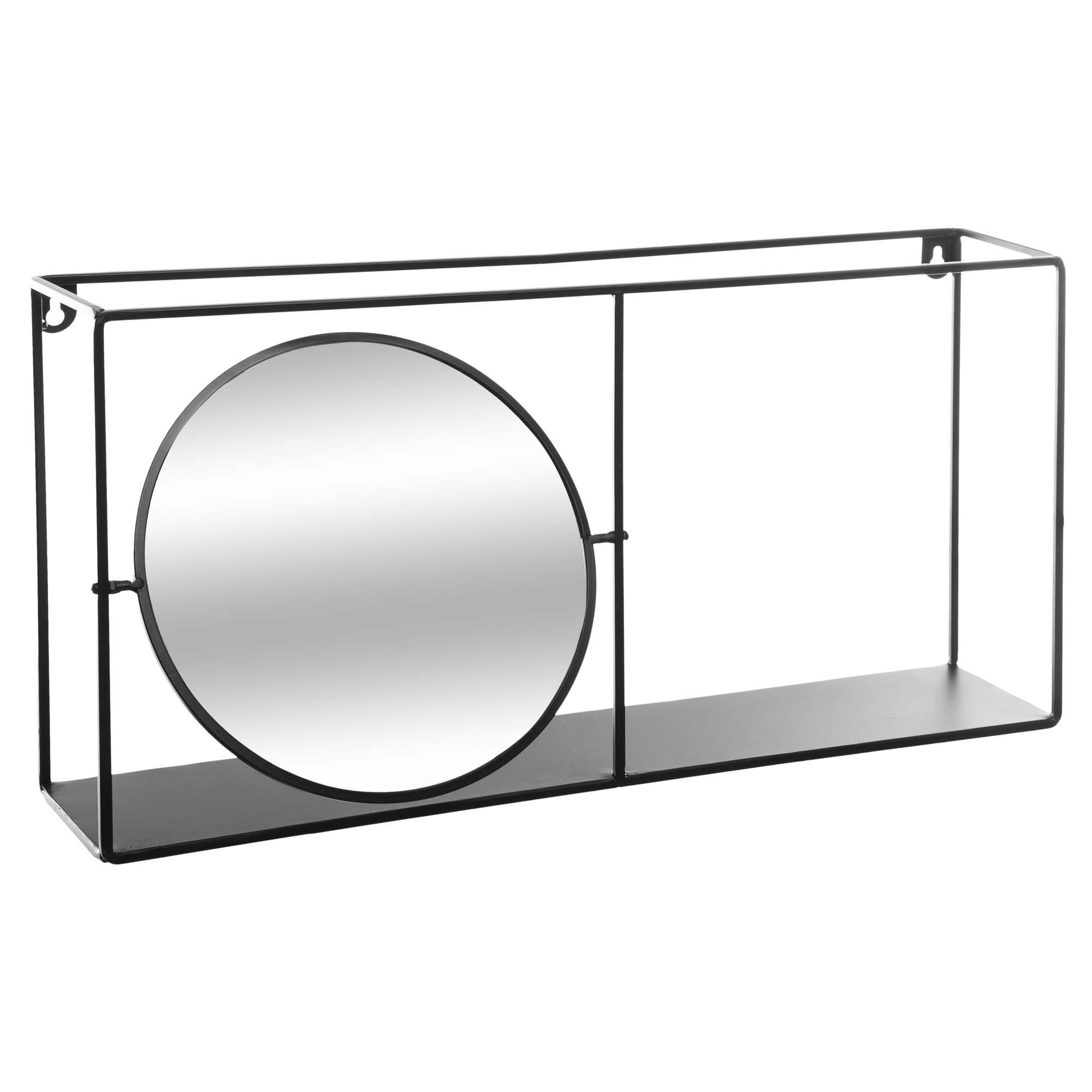 Estante preta com espelho