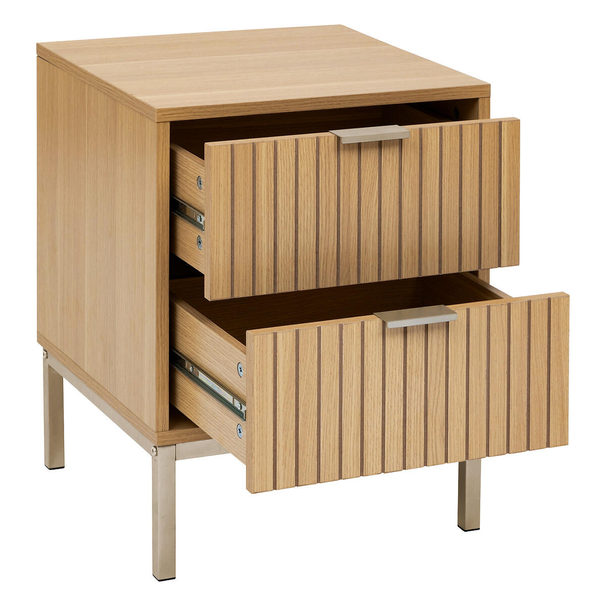 Mesa de cabeceira com 2 gavetas em mdf bege TASSO