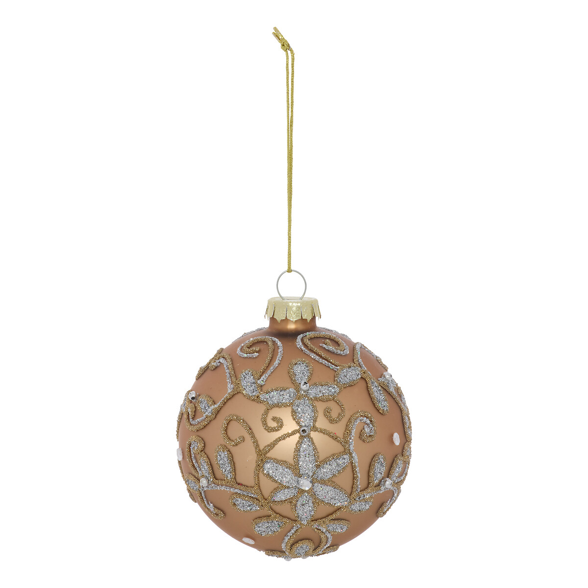 Bola de natal arabescos dourado 8cm