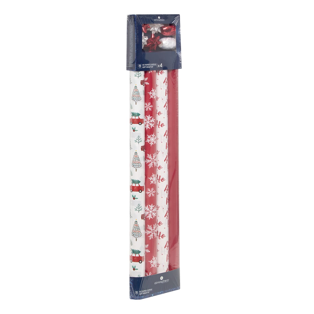 Kit para embrulho com 3 rolos de papel e acess&oacute;rios