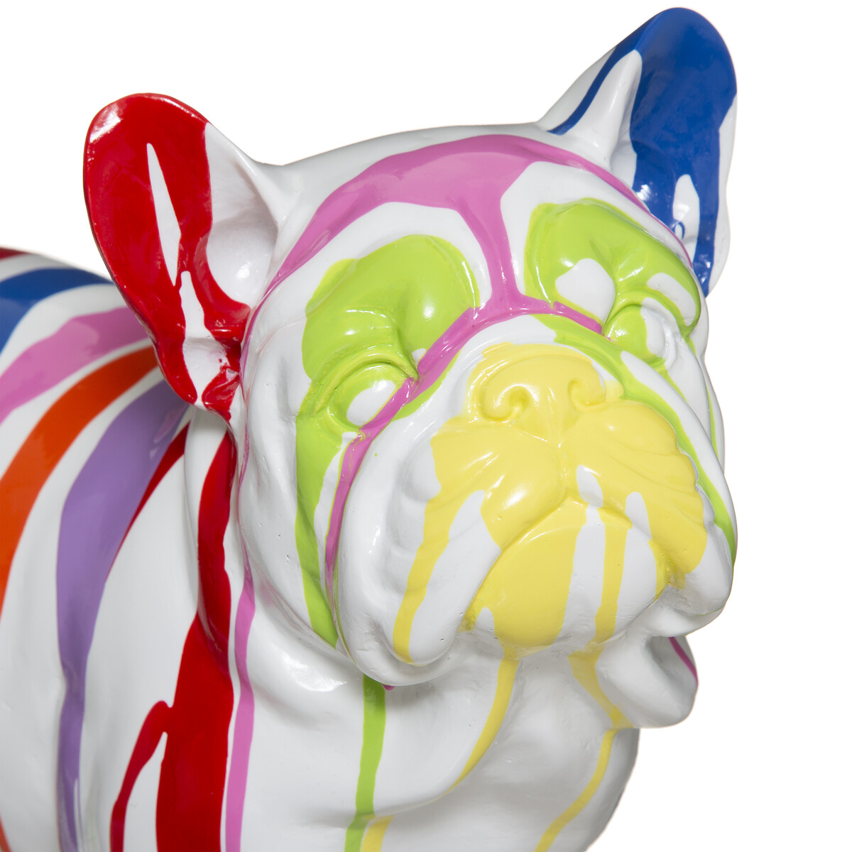 Figura c&atilde;o branco com riscas coloridas