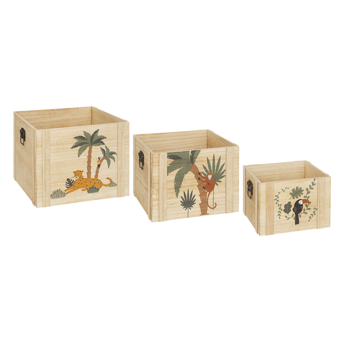 Caixa de arrumação JUNGLE bege em mdf 34x34cm