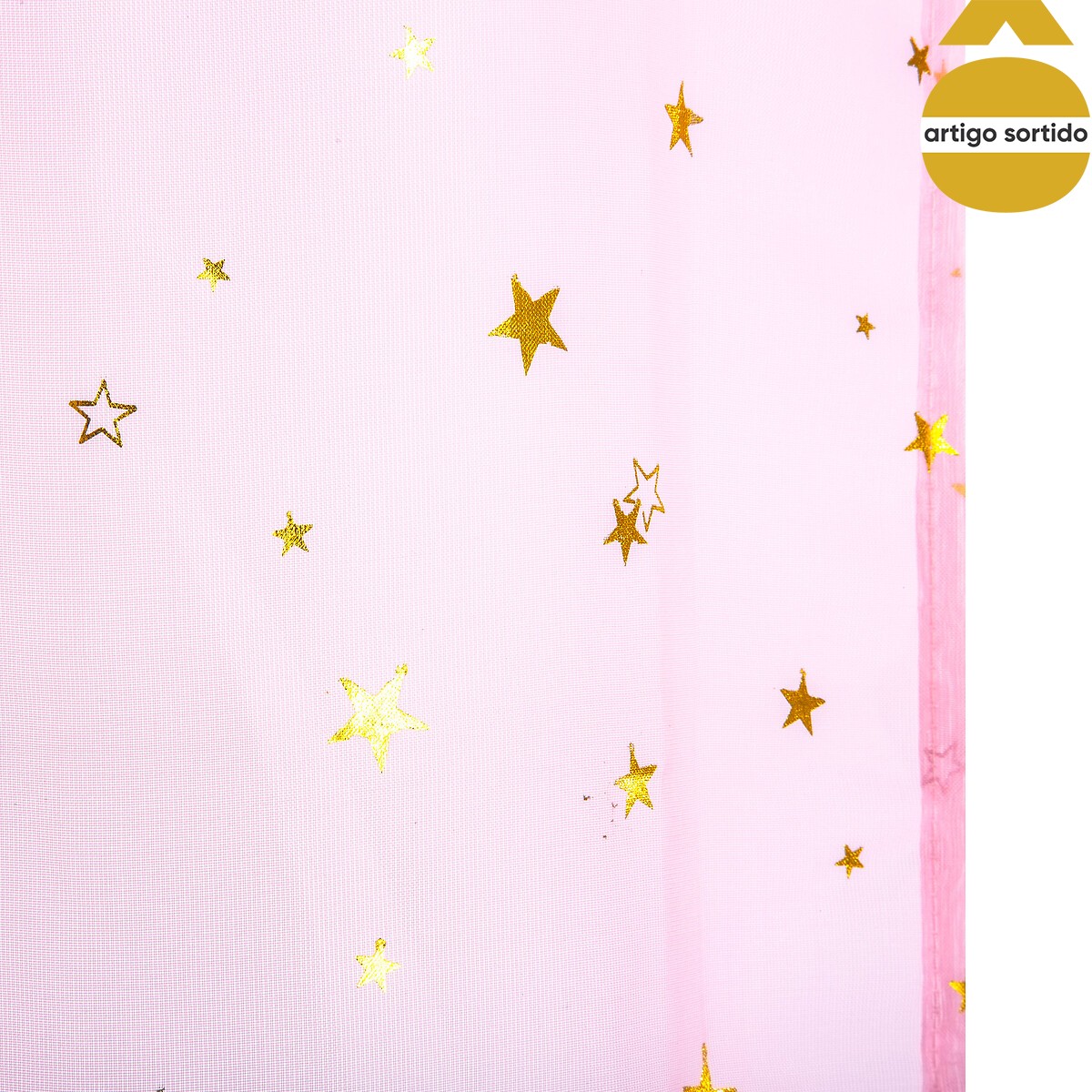 Cortina com estrelas douradas 140x250cm