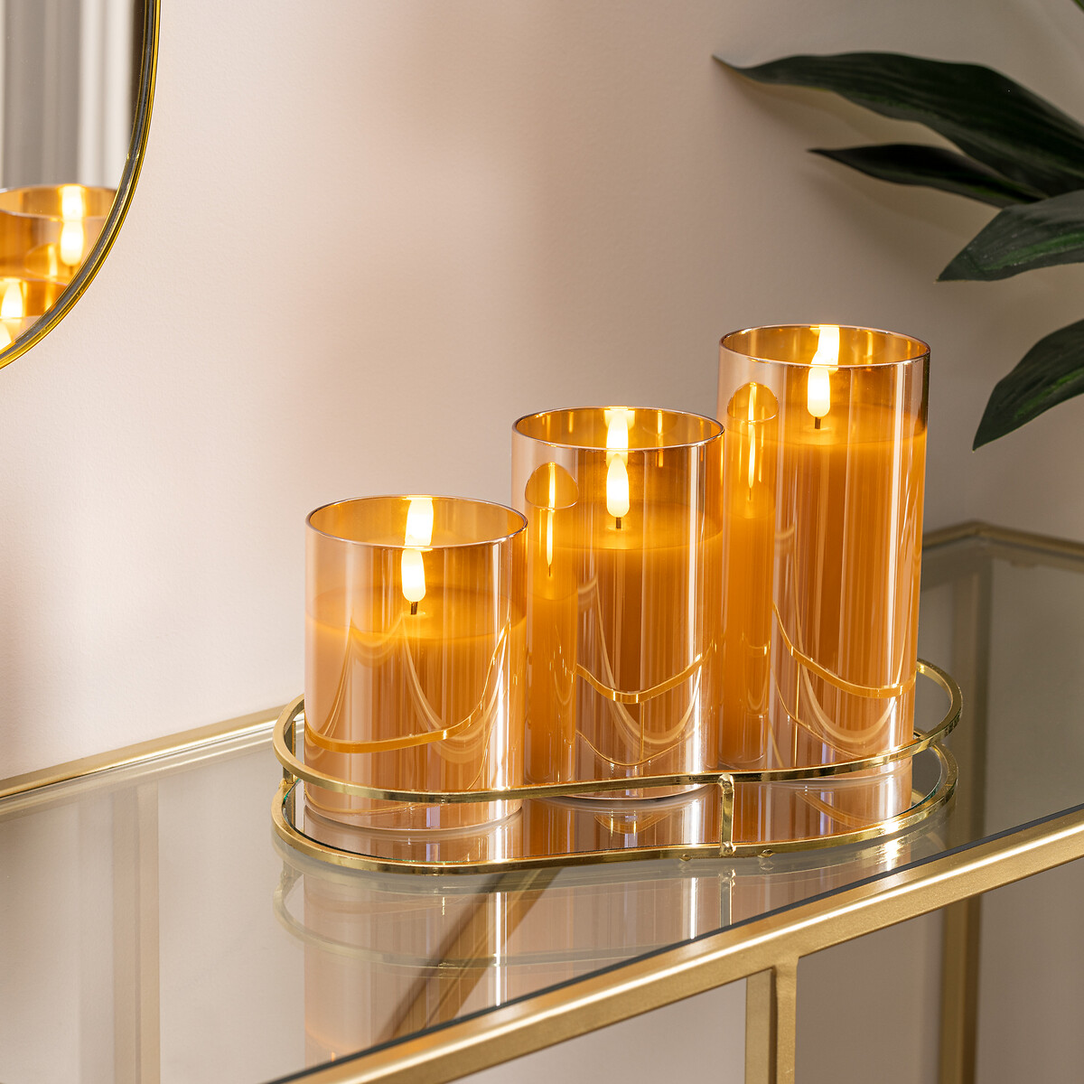 Conjunto de 3 velas led &acirc;mbar SENA