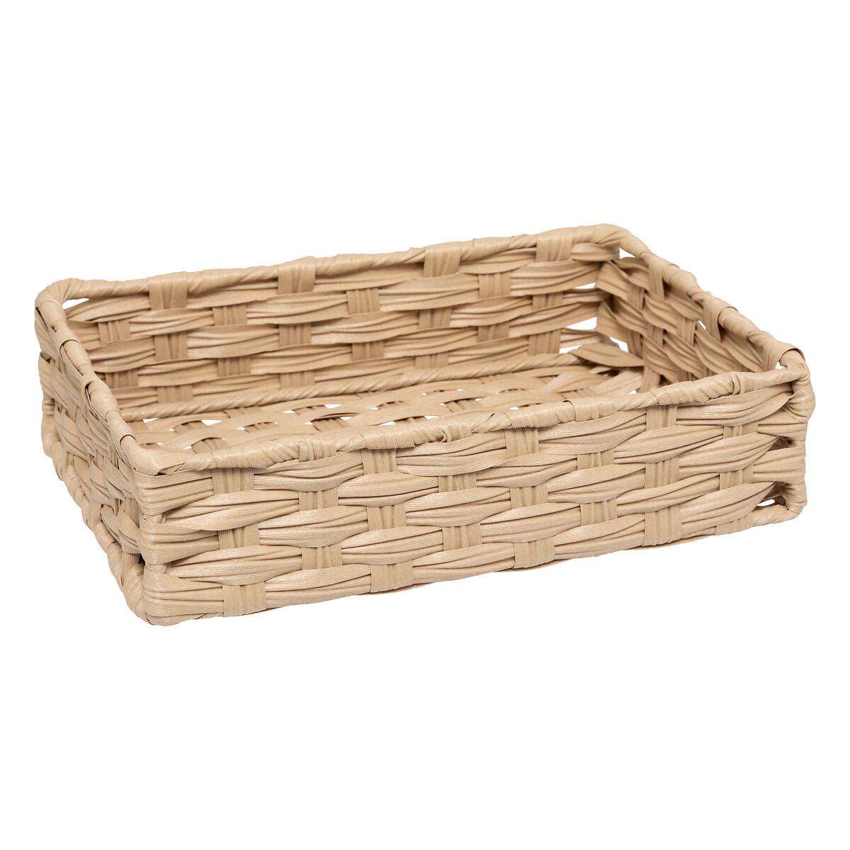 Conjunto de 3 cestos baixos bege TRESSE