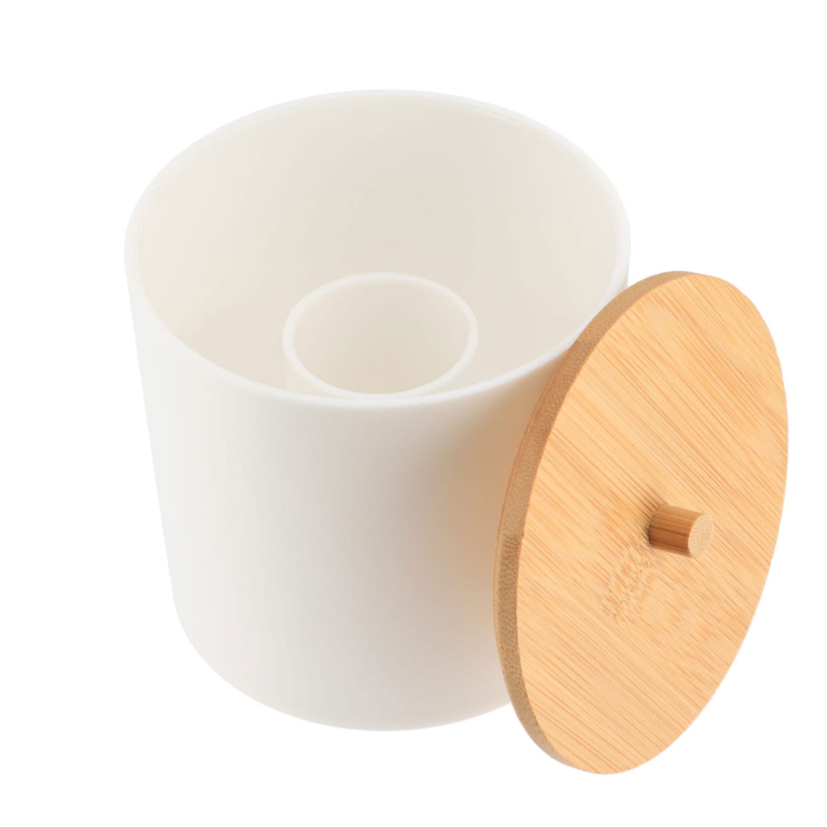 Pote wc branco e tampa em bambu