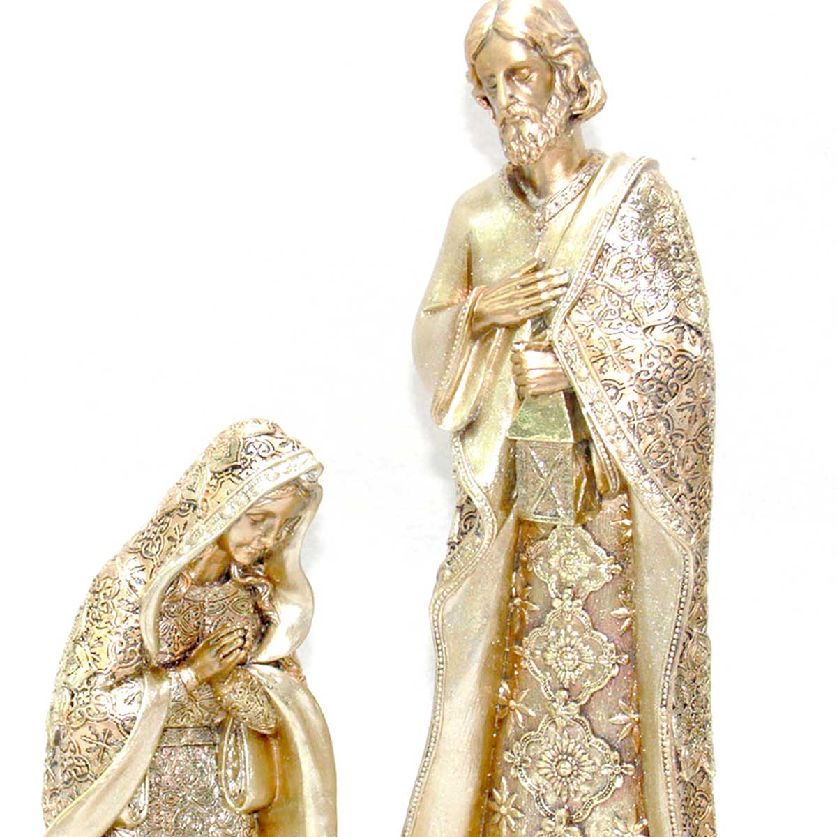 Pres&eacute;pio com 3 figuras douradas 44cm