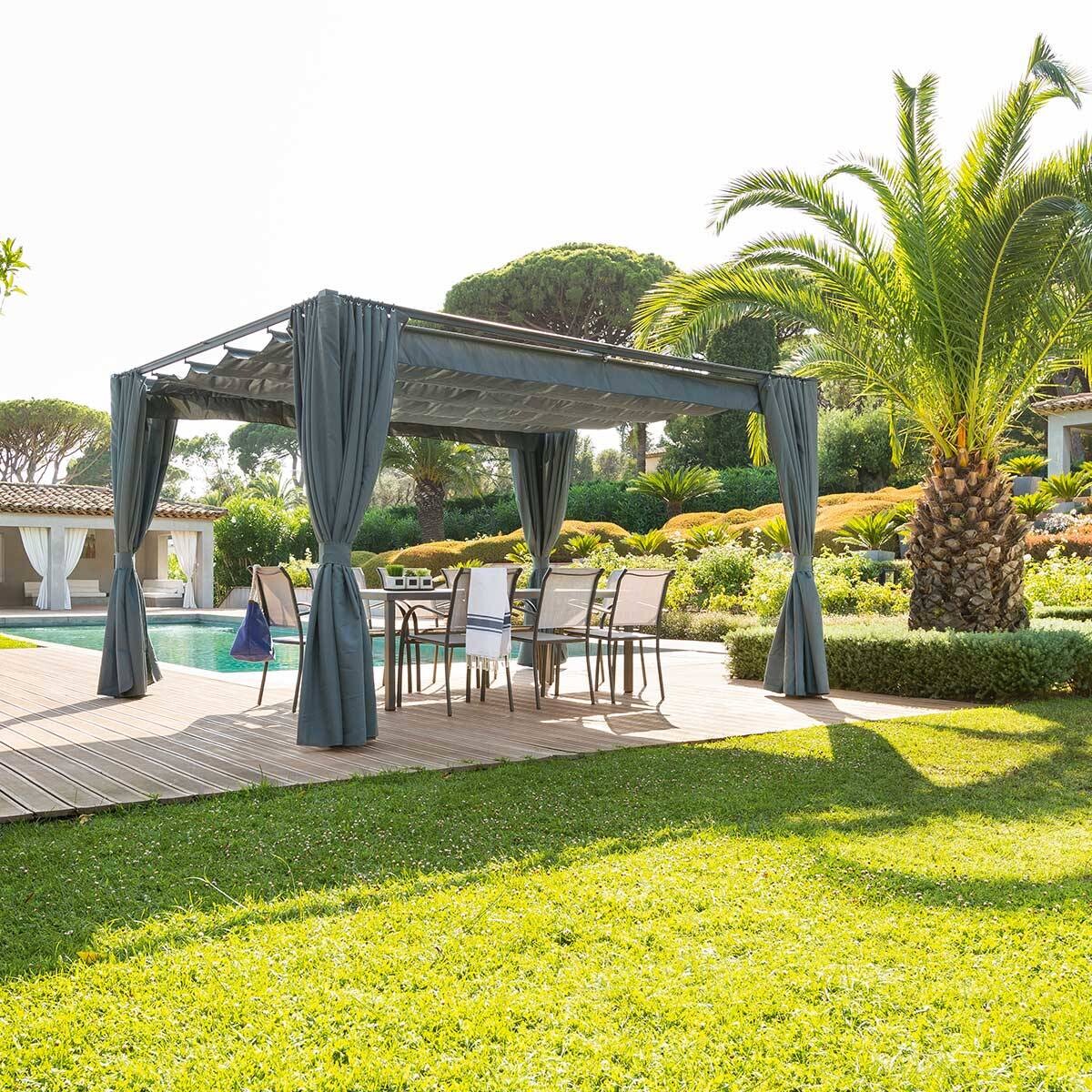 P&eacute;rgola palmeira cinza ard&oacute;sia 3x4m