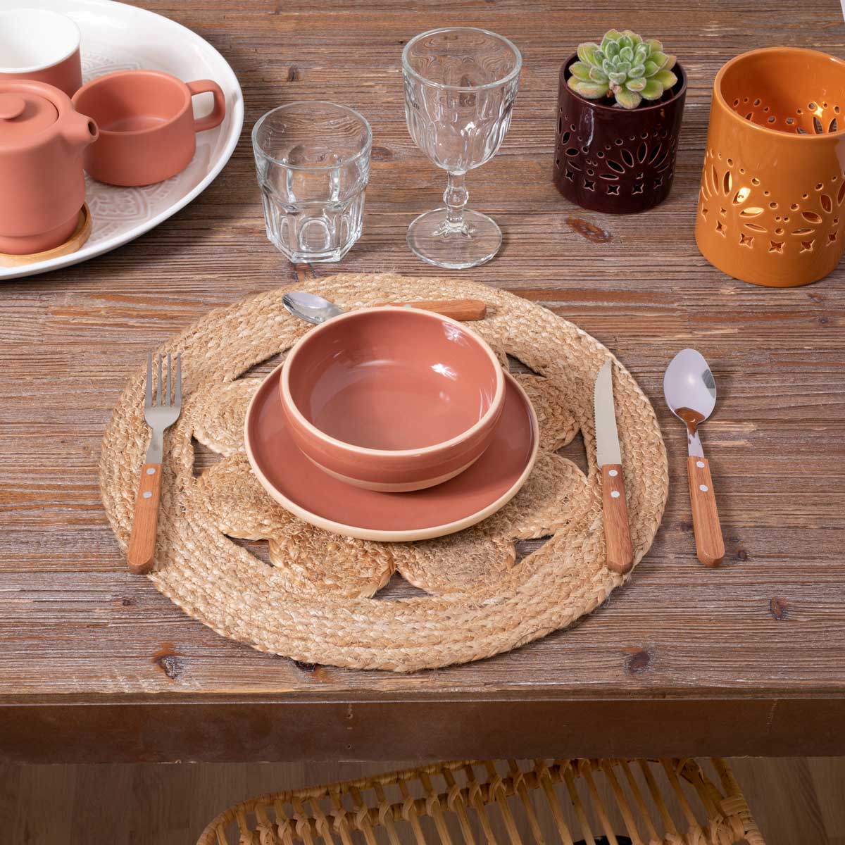 Individual de mesa redondo em juta 38cm