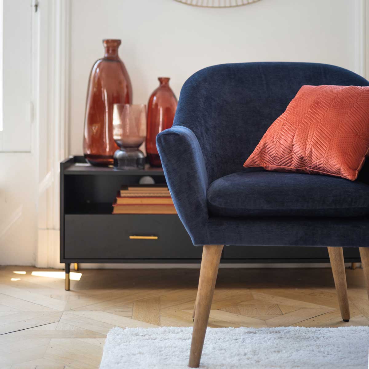 Jarra ULY &acirc;mbar de vidro reciclado 51cm