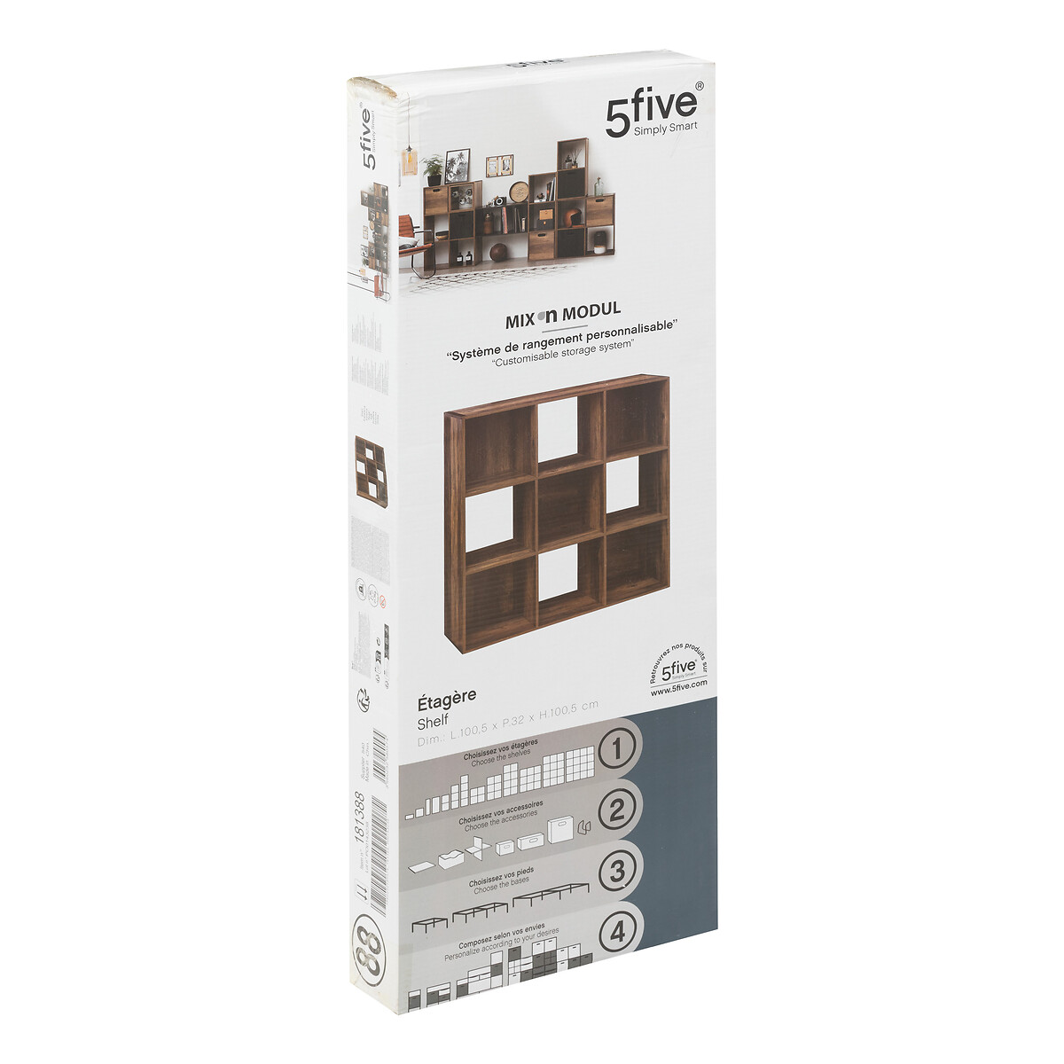 Estante indus castanho escuro para 9 cubos MIXMODUL