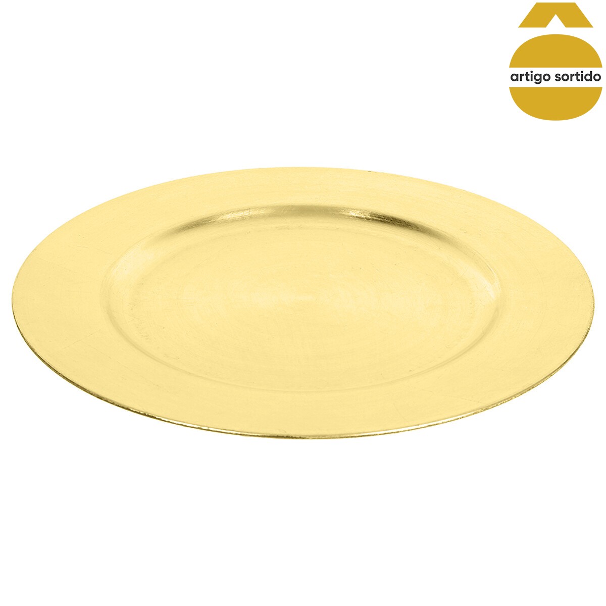 Prato marcador dourado 33cm,  Prato marcador dourado 33cm