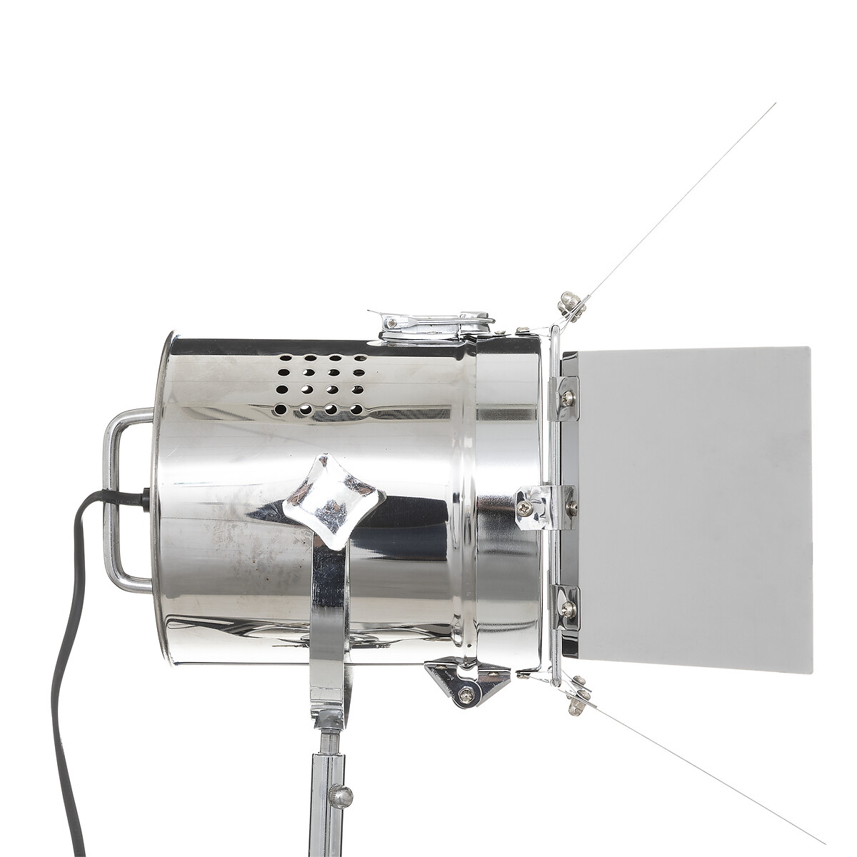 Candeeiro de pé tripé RIO preto e prateado em metal