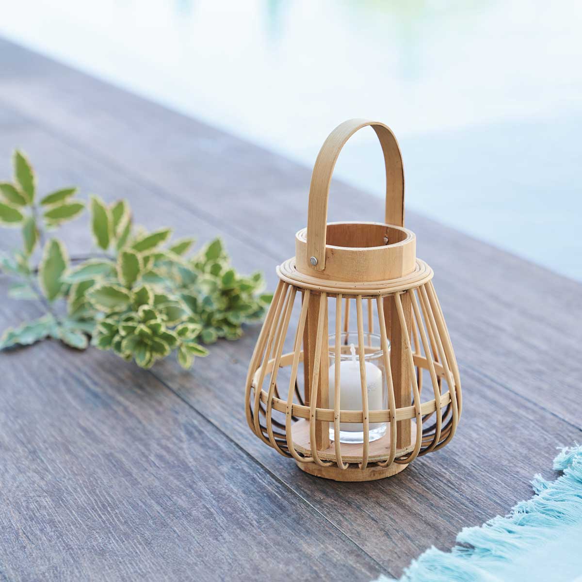 Lanterna decorativa em bambu cor natural