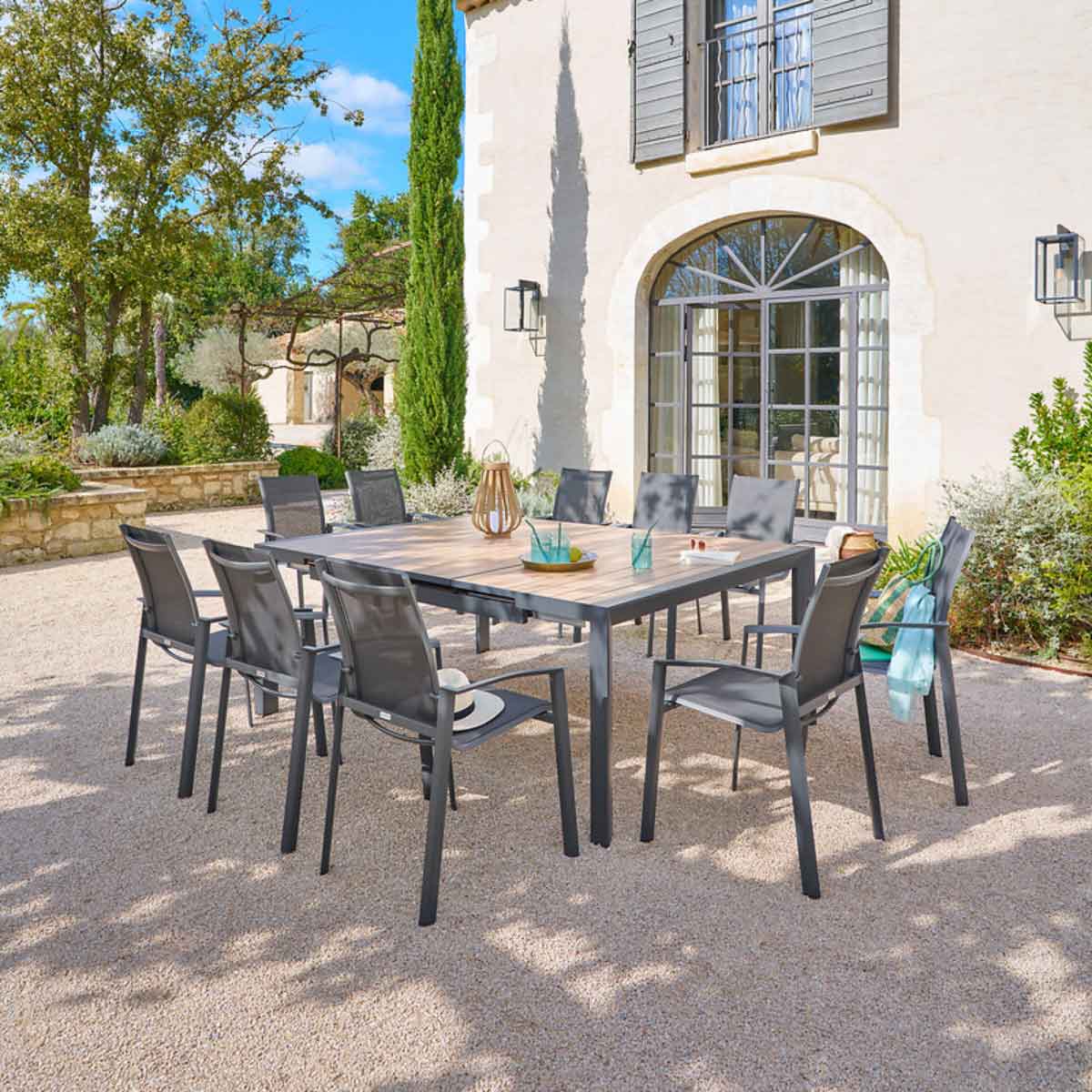 Mesa extens&iacute;vel autom&aacute;tica EVASION castanho 142-202cm