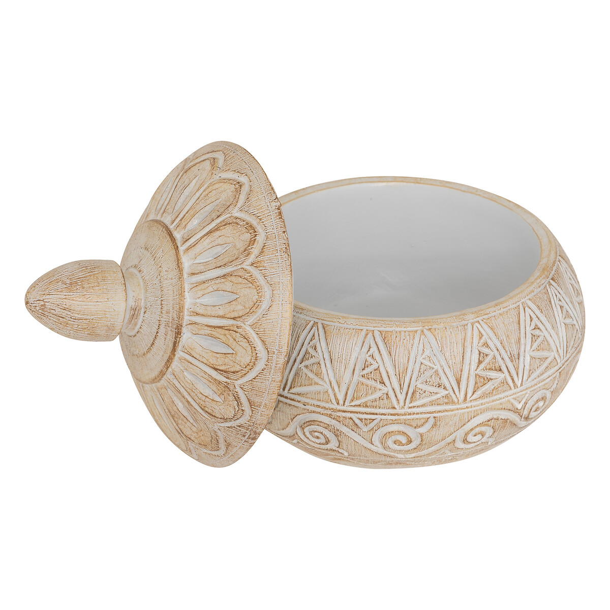 Caixa decorativa ORIENTAL 15,5cm bege em poliresina