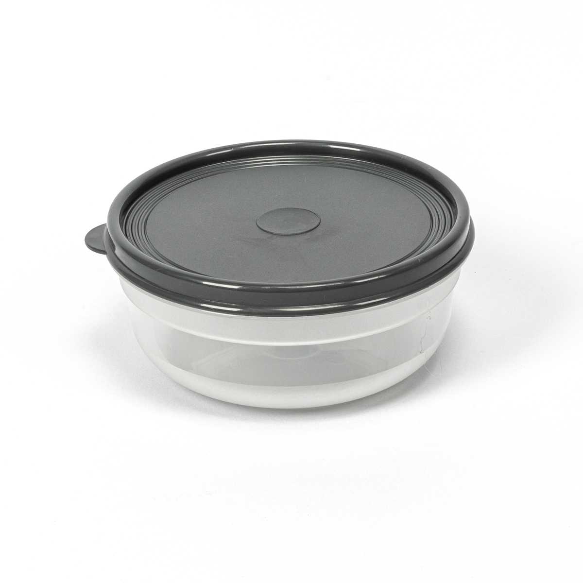 Caixa redonda com tampa cinza 0,8l
