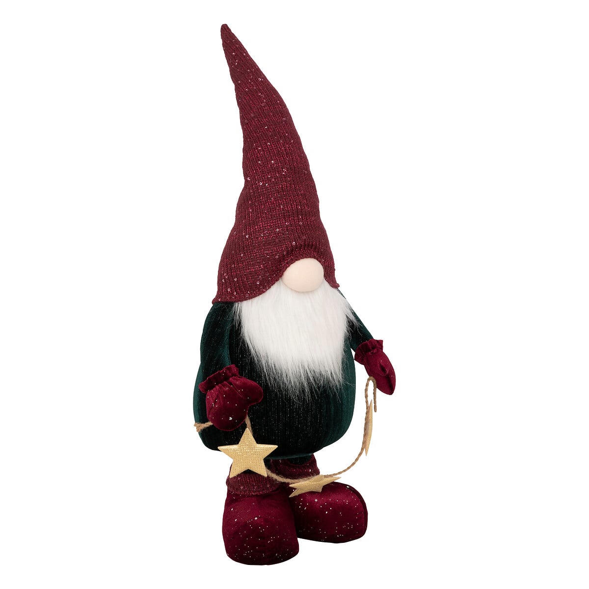 Figura gnomo com estrelas bordeaux 85cm