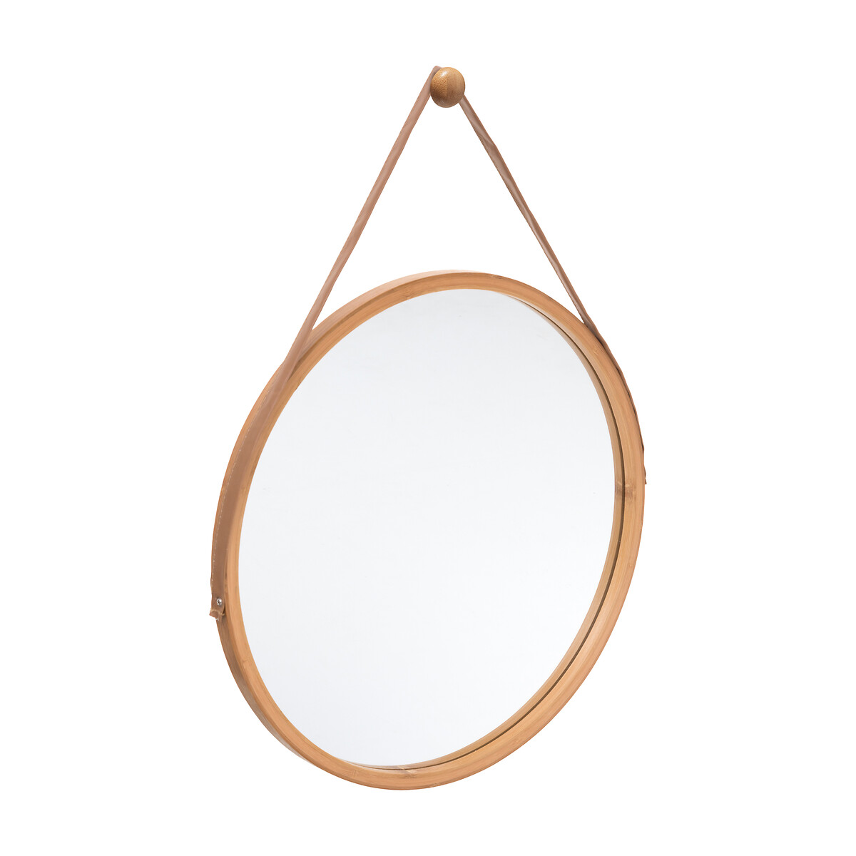 Espelho WC Em Bambu Com Al&ccedil;a Em Couro