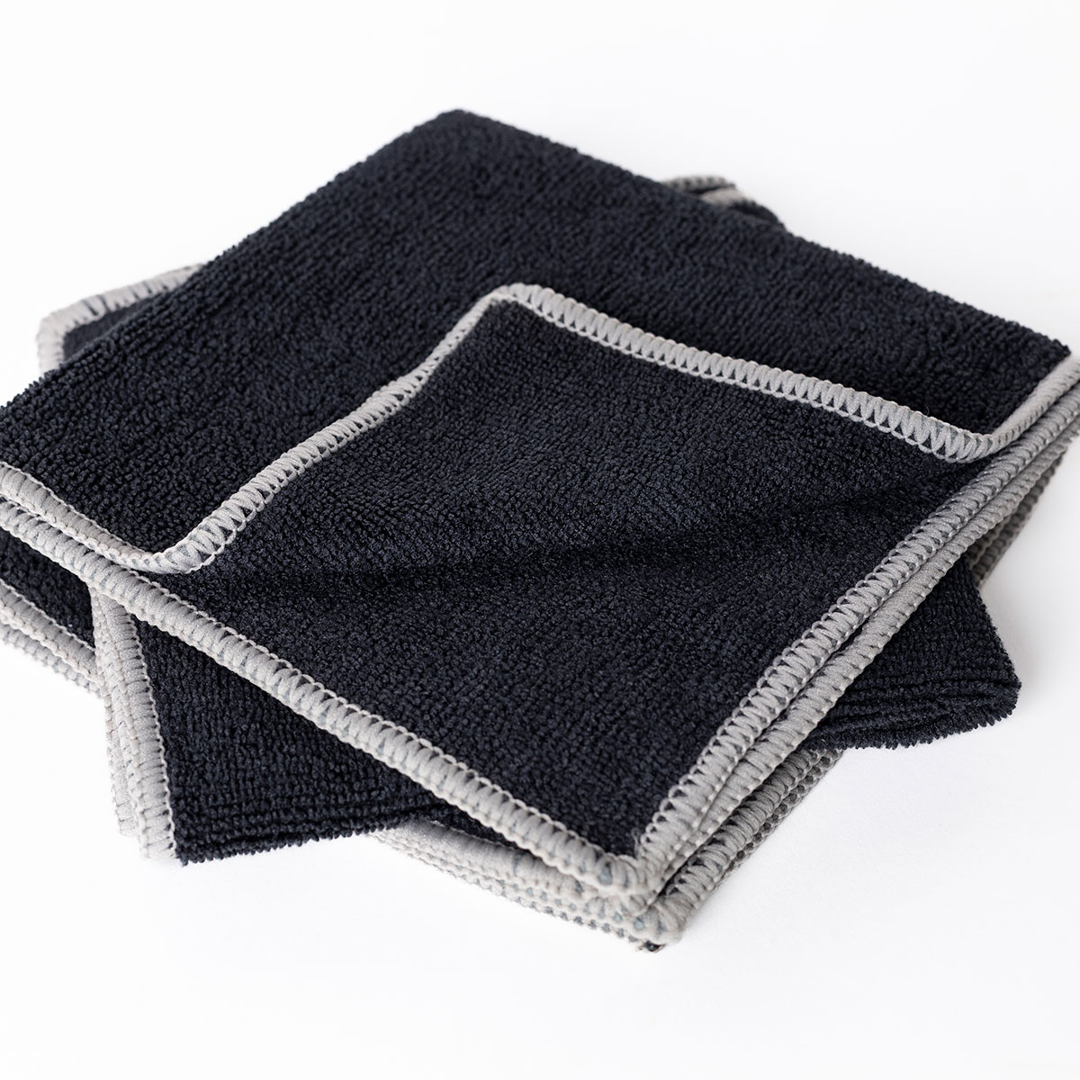 Conjunto de 3 panos microfibra pretos 34x34cm