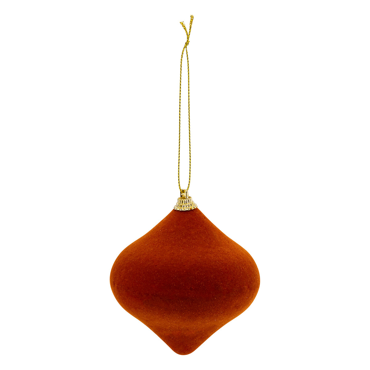 Bola de natal gota em veludo terracota 8cm