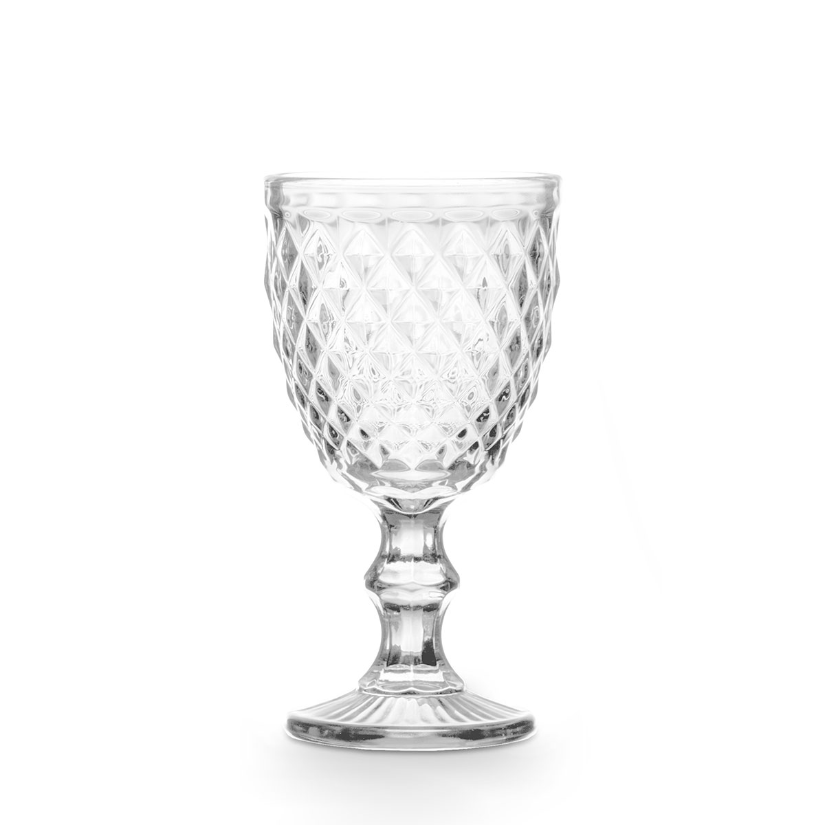 Copo de vinho DIAMANTE transparente com p&eacute; 22cl