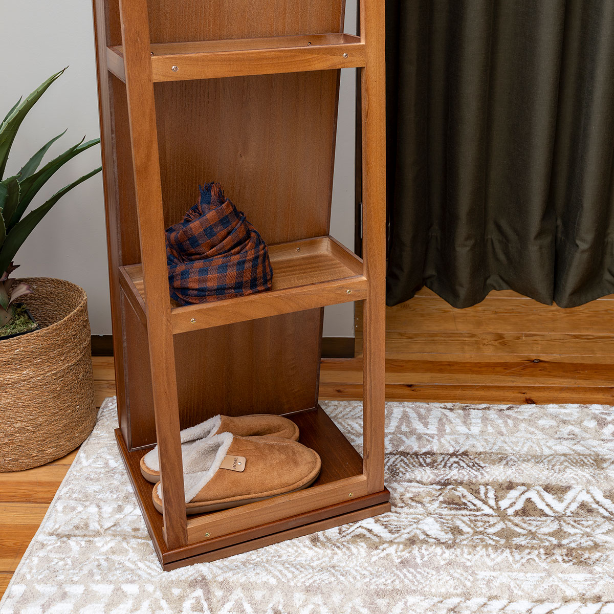 Espelho de ch&atilde;o VIVIA com m&oacute;vel de bijuteria castanho