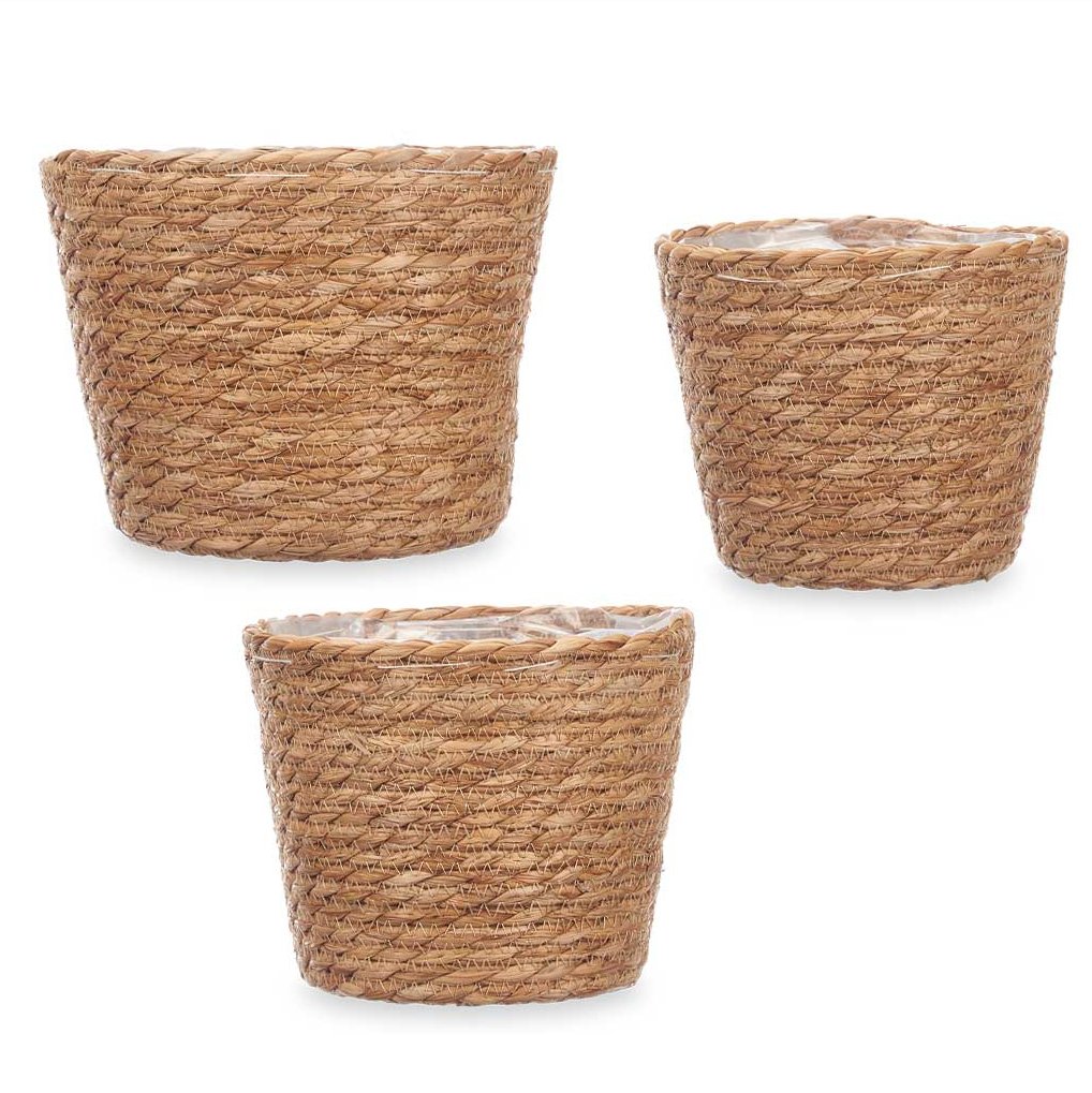 Cesto bege em r&aacute;fia 19cm
