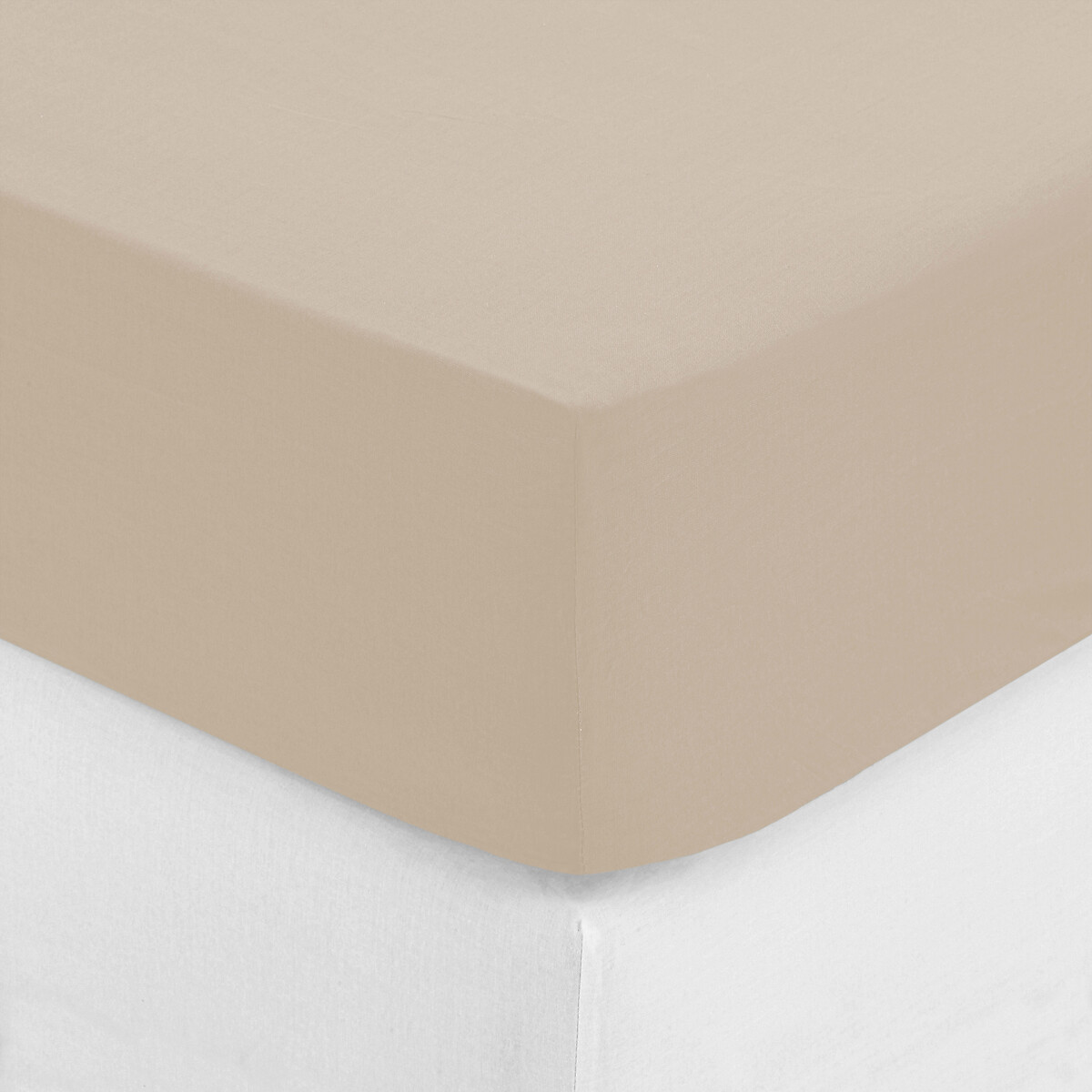 Len&ccedil;ol ajust&aacute;vel bege em algod&atilde;o percal 140x190cm