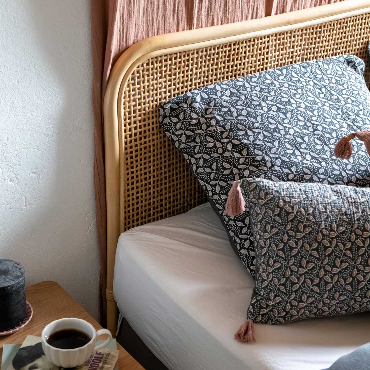 Cabeceira RONNIE bege em rattan