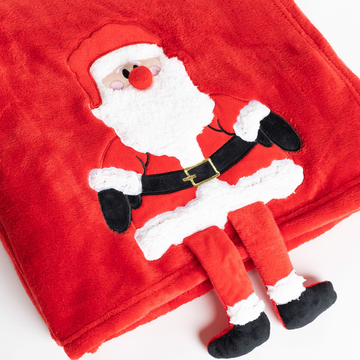 Manta vermelha com pai natal 125x150cm,  Manta vermelha com pai natal 125x150cm