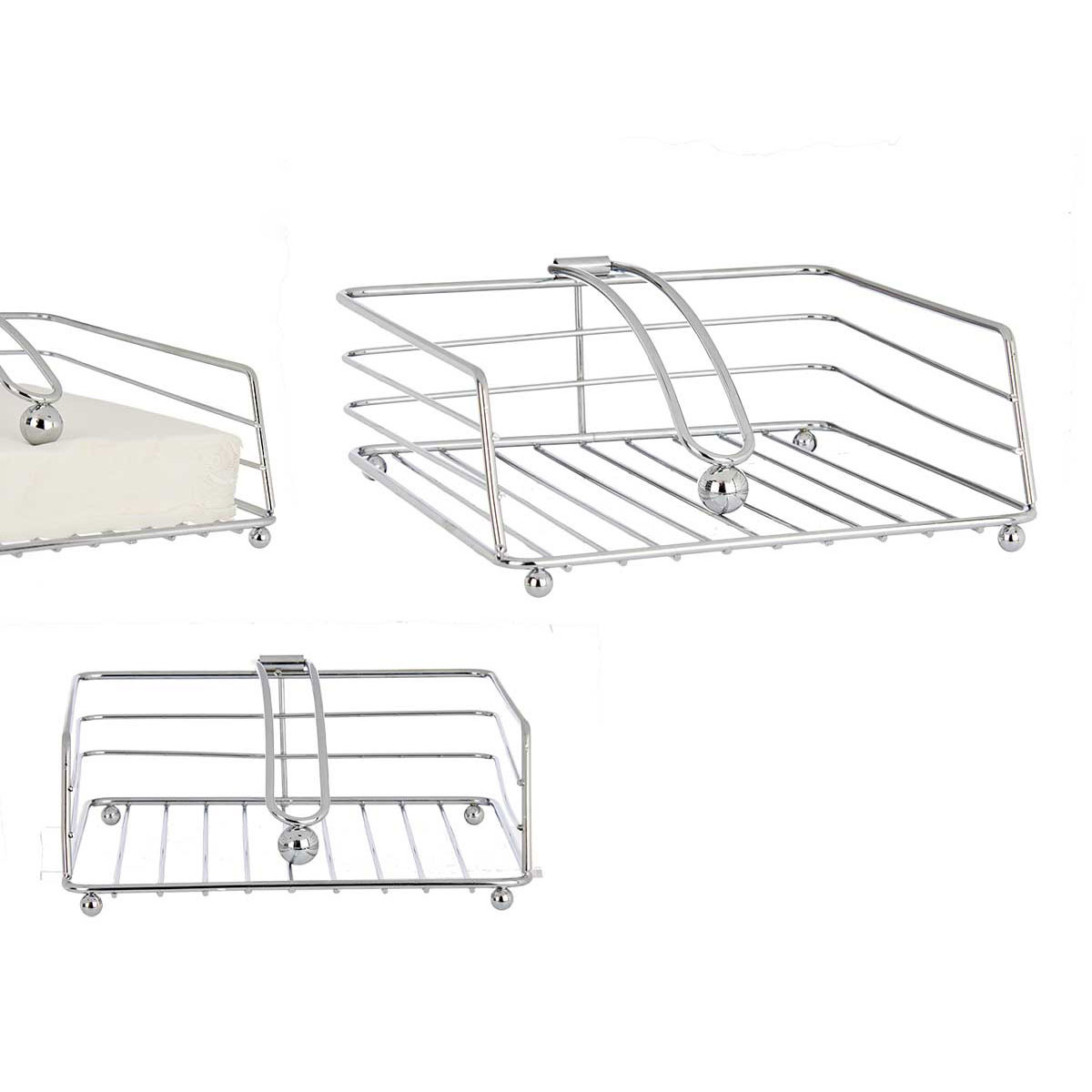 Porta guardanapos quadrado em metal cromado