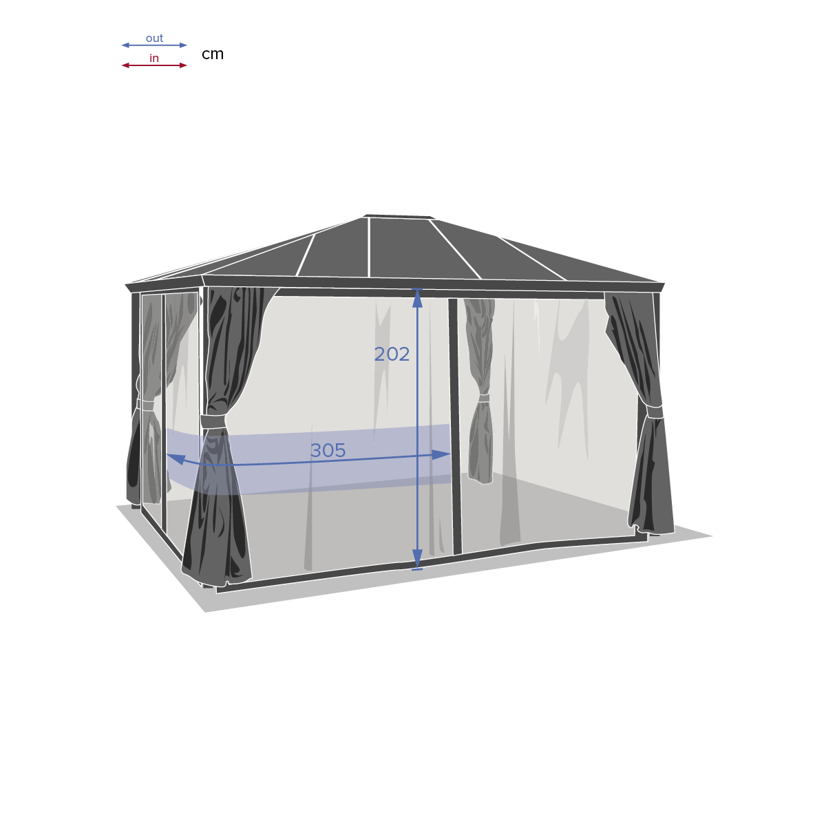 Pérgola BELIZE cinza graphite 3x3,6m,  Pérgola BELIZE cinza graphite 3x3,6m